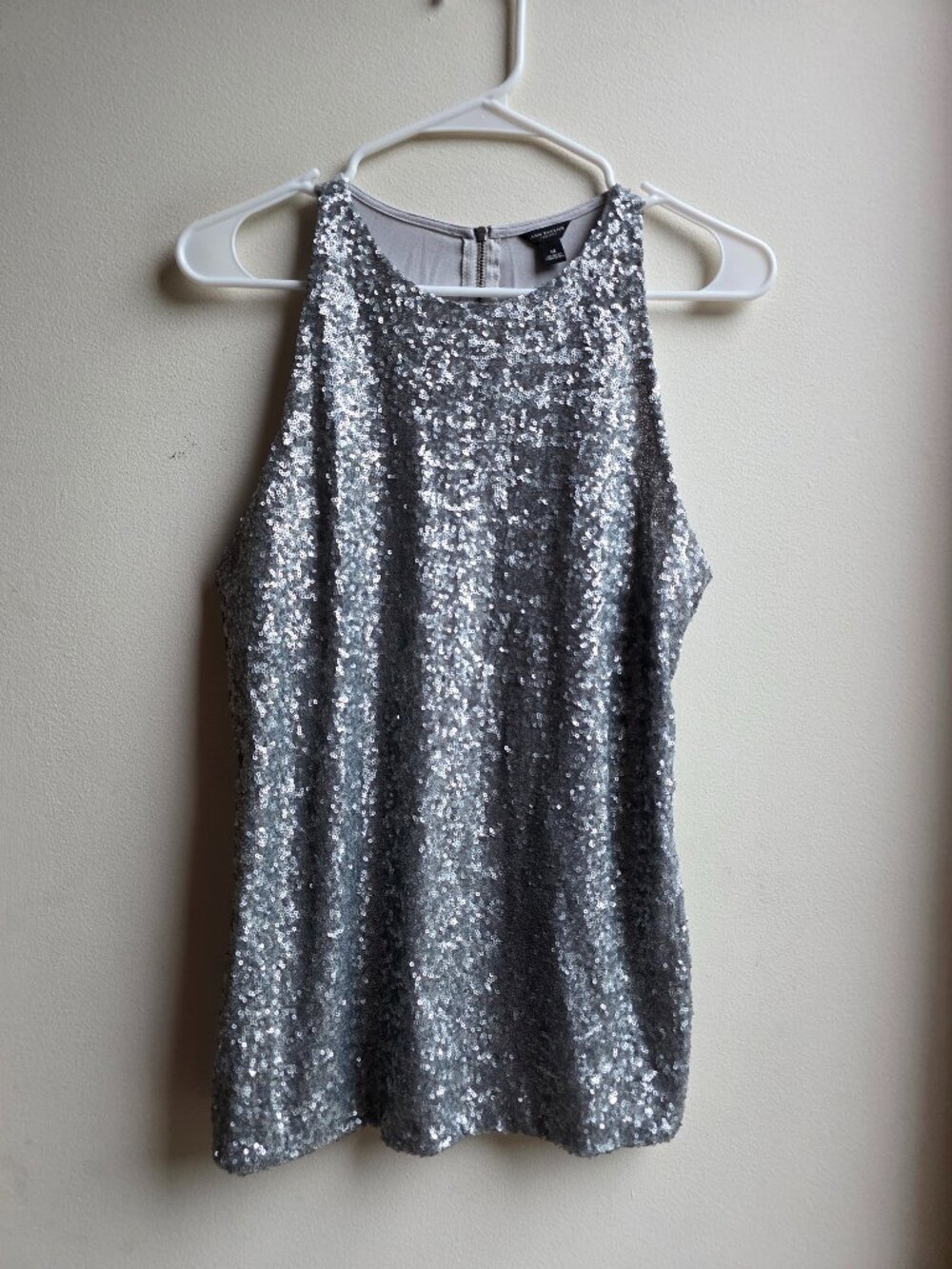 Ann Taylor Silver Sequin Tank Top Size Medium